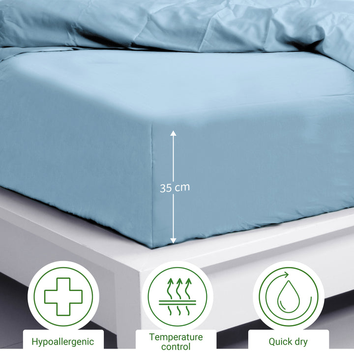 Bambus Lak / Fitted Sheet - Light Blue