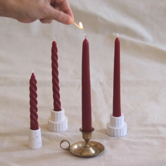 Beeswax Dinner Candles Burgundy Red